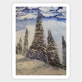 Winter Forest oil painting by Tabitha Kremesec Sticker